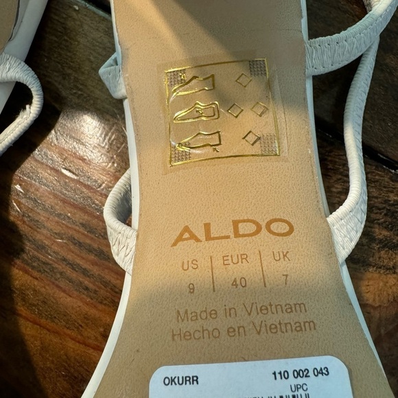 NWT Aldo off White Nude Strappy Square Toe Okurra Sandal Blick Heels Size 9 - Picture 5 of 10